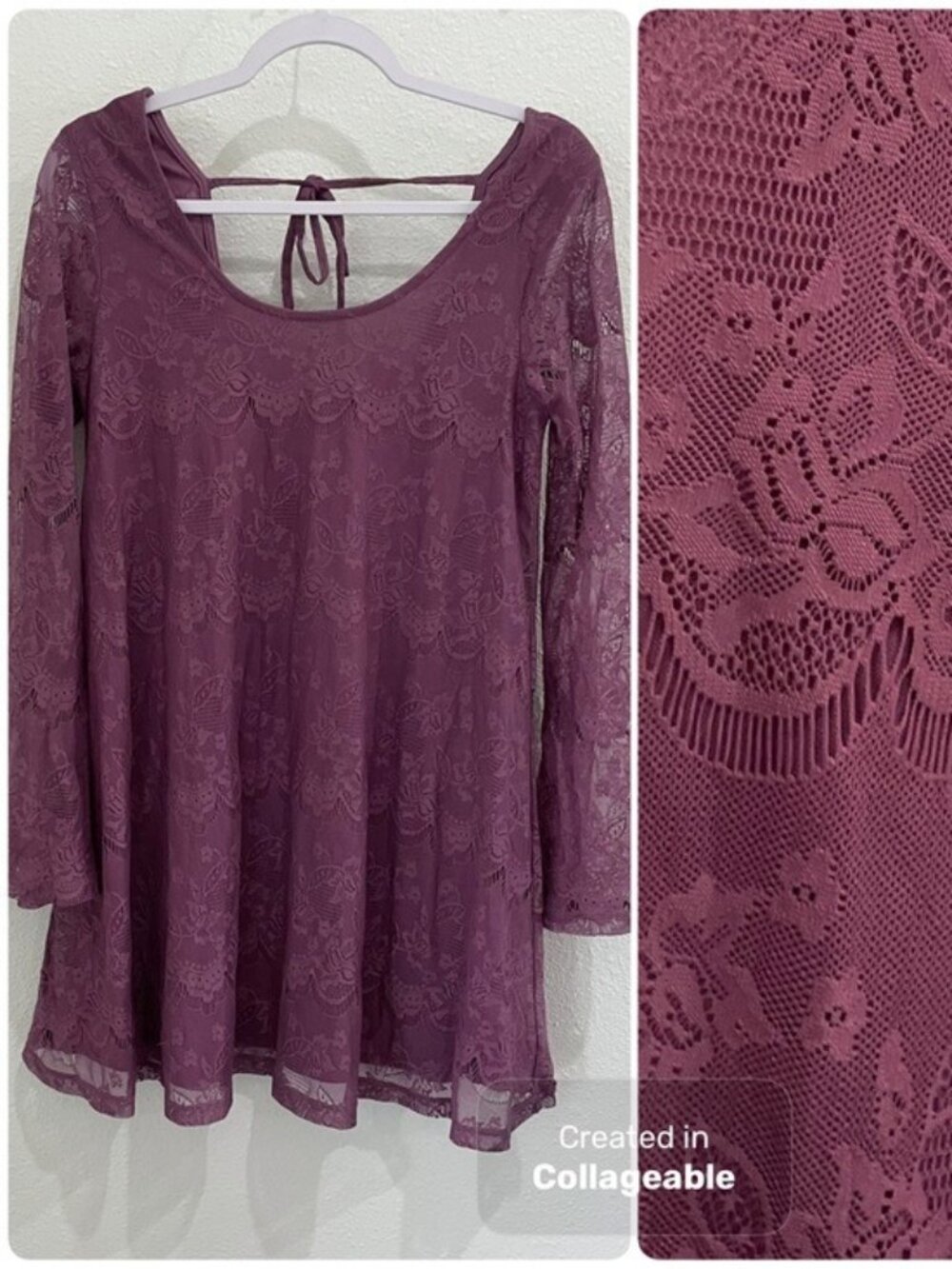 Altar’d State Lace Swing Mini Dress Western Feminine Long Sleeve
